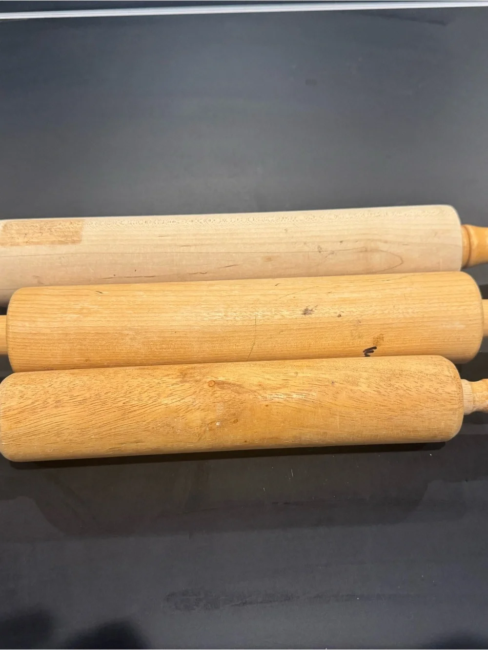 Vintage Set of 3 Wooden Rolling Pins - Natural Wood